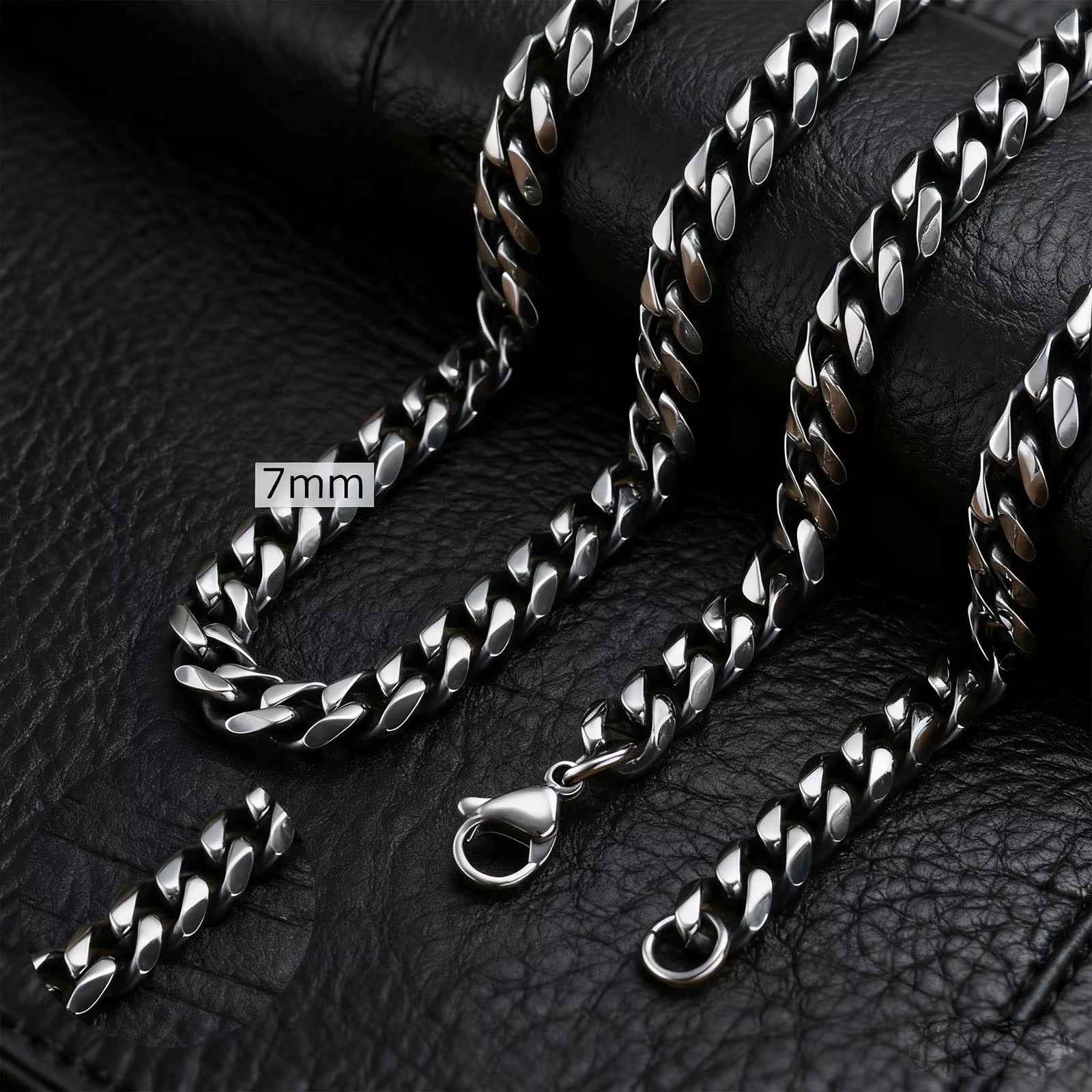 Basic Cuban Chain Necklace for Men Women,Stainless Steel Curb Link Chain Collar,3/5/7/9/11Mm Width Black Gold Retro Color Choker