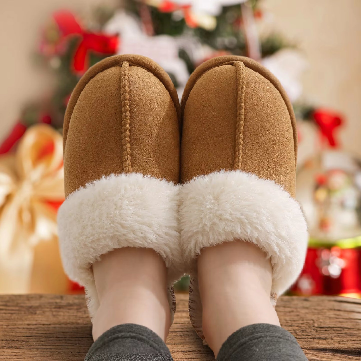 Fluffy Winter Slippers for Women Furry Fuzzy Home Shoes Faux Fur House Plush Slippers Indoor Warm Comfy Mute Flats Slide