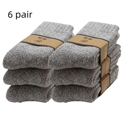 Winter Men'S Merino Wool Socks Super Thick Warm High Quality Harajuku Retro Snow Casual Antifreeze Cashmere Socks Men 3 Pair