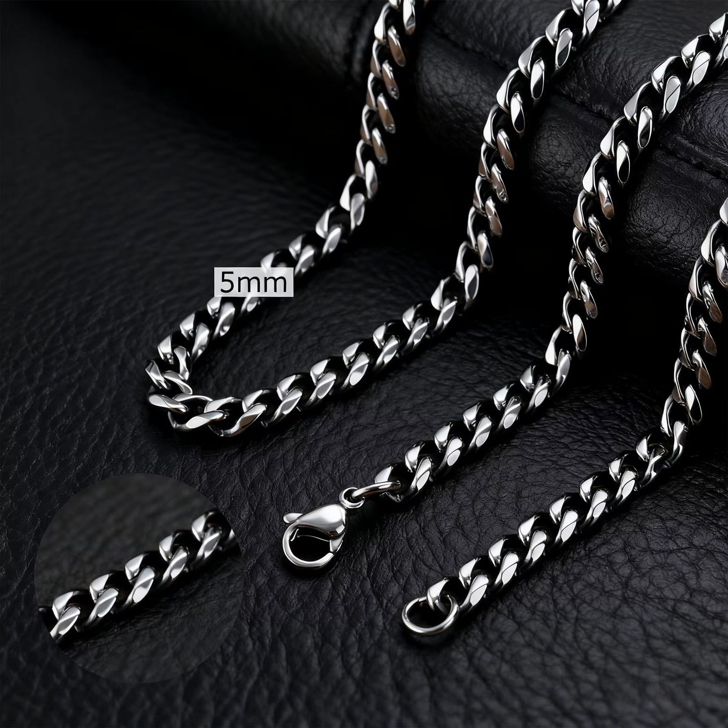 Basic Cuban Chain Necklace for Men Women,Stainless Steel Curb Link Chain Collar,3/5/7/9/11Mm Width Black Gold Retro Color Choker